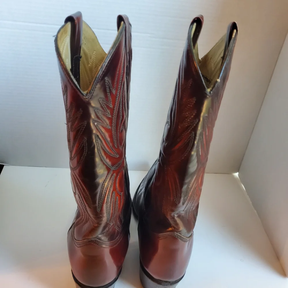TEXAS WESTERN COWBOY BOOTS BROWN USA SIZE 9EE M-70 - Picture 5 of 16